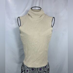 Jones New York ribbed tan turtleneck sleeveless tank size S